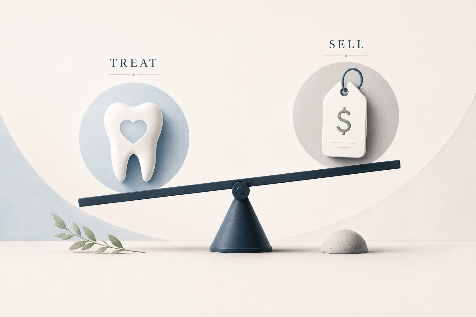 A dentist focused on treating a patient while the treatment plan handles the sales conversation on its own